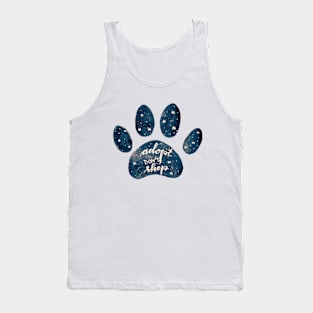 Adopt don't shop watercolor galaxy paw - blue Tank Top